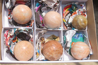 Polished Peach Moonstone Spheres x 6 From Madagascar - Toprock Gemstones and Minerals 
