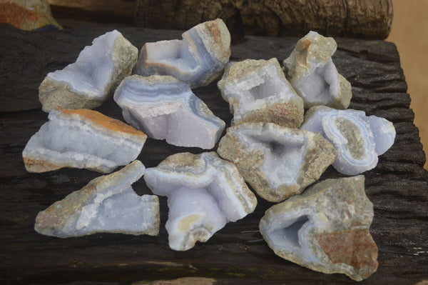 Natural Blue Lace Agate Geode Specimens x 24 From Malawi - Toprock Gemstones and Minerals 