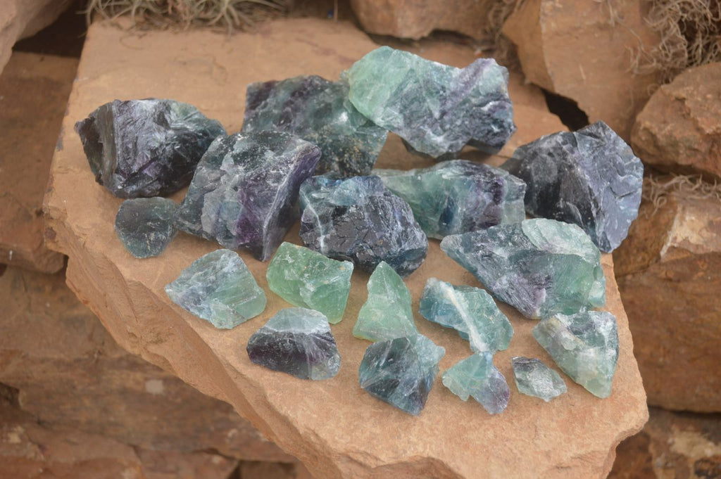 Natural Watermelon Fluorite Cobbed Specimens x 24 From Uis, Namibia - Toprock Gemstones and Minerals 
