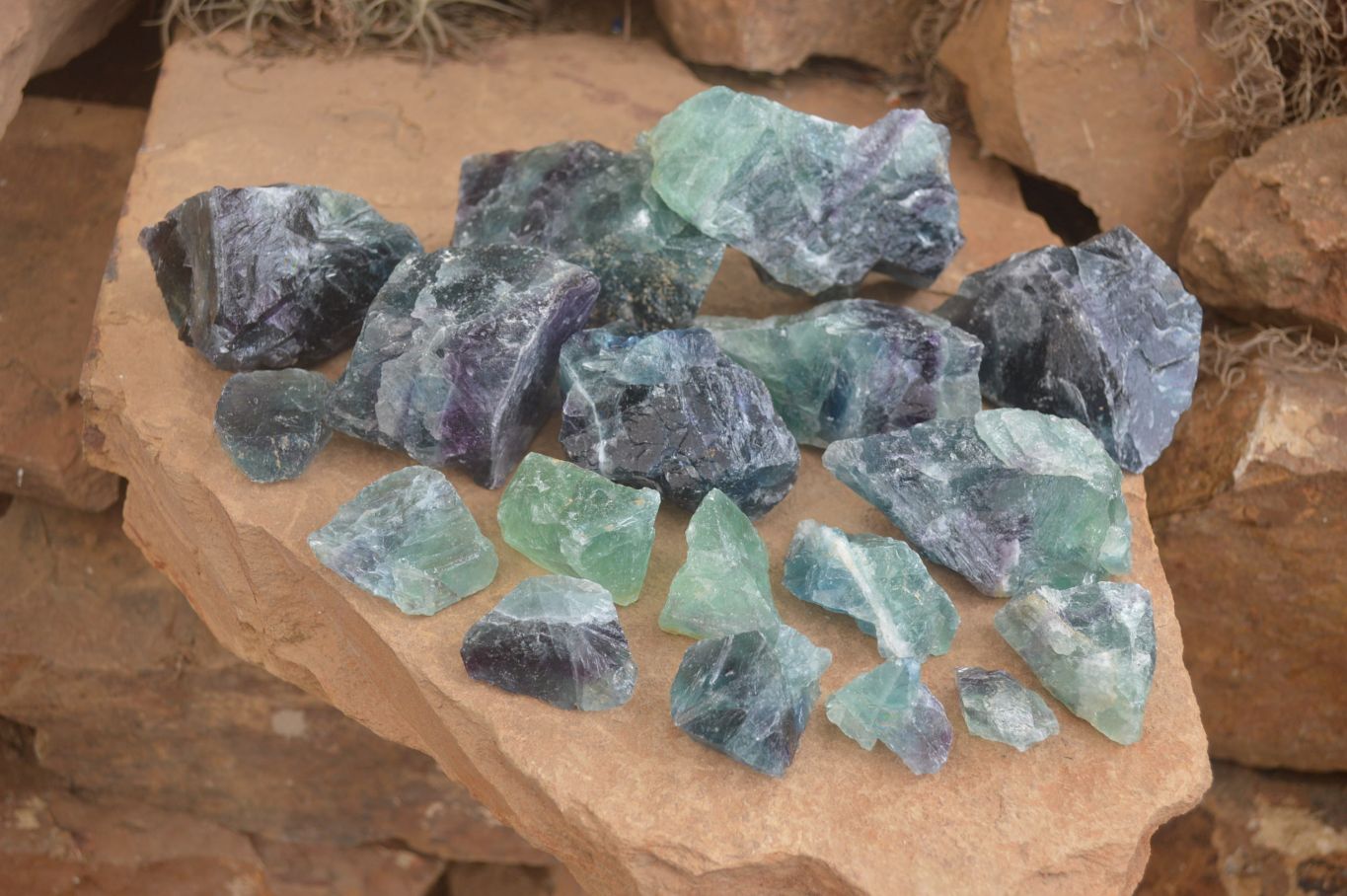 Natural Watermelon Fluorite Cobbed Specimens x 24 From Uis, Namibia - Toprock Gemstones and Minerals 