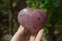Polished Rhodonite Gemstone Hearts x 4 From Madagascar
