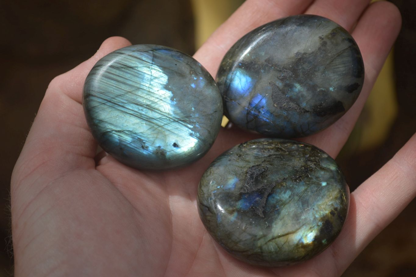 Polished Labradorite Palm Stones x 20 From Tulear, Madagascar - Toprock Gemstones and Minerals 