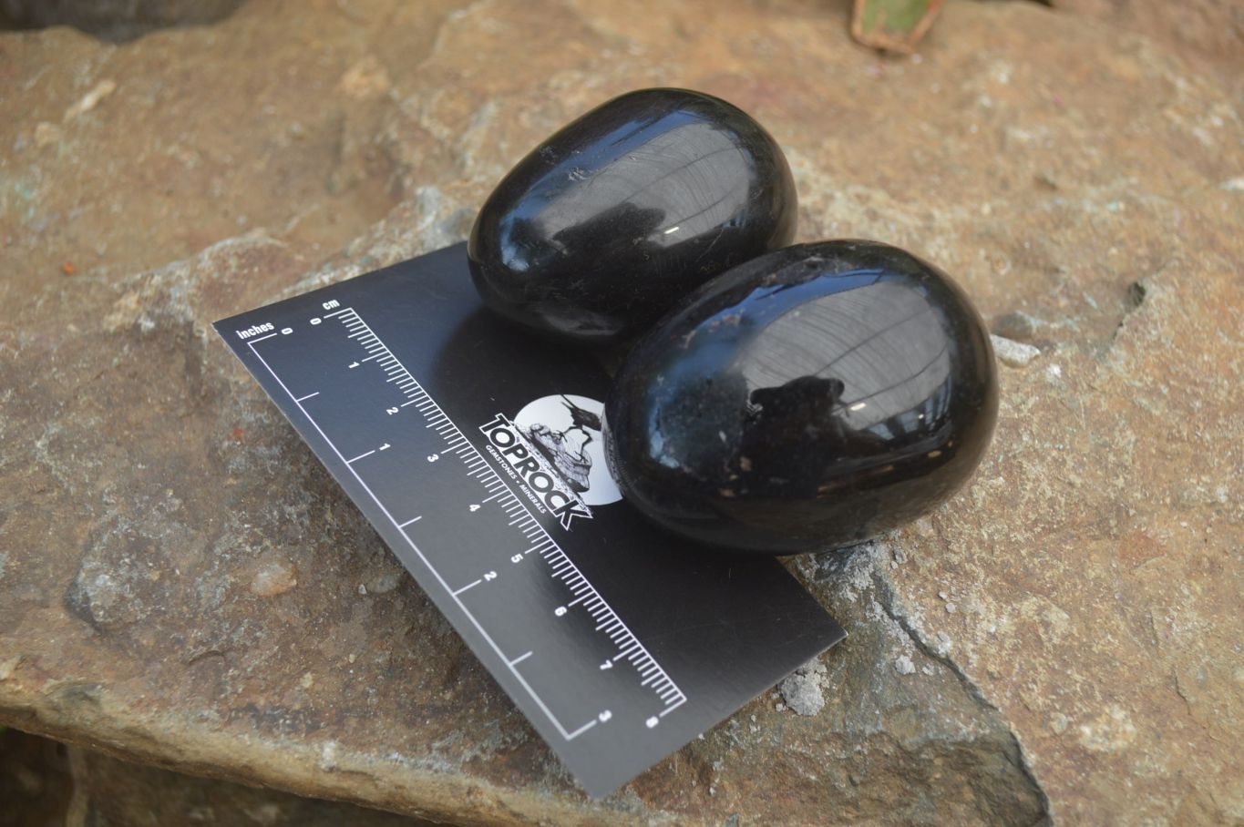 Polished Black Tourmaline Gemstone Eggs x 6 From Madagascar - Toprock Gemstones and Minerals 