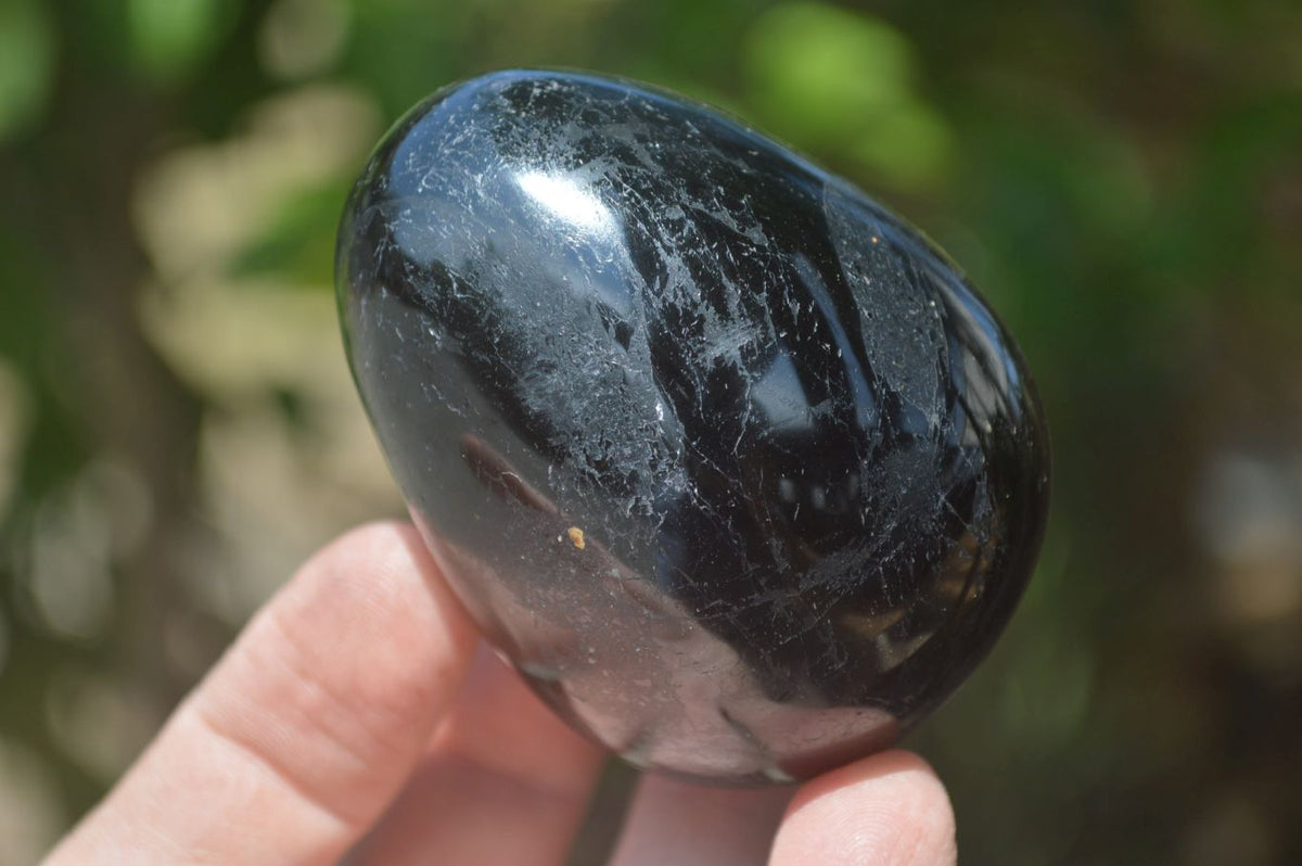 Polished Black Tourmaline Gemstone Eggs x 6 From Madagascar - Toprock Gemstones and Minerals 