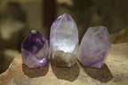Polished Smokey Window Amethyst Quartz Crystals x 24 From Akansobe, Madagascar - Toprock Gemstones and Minerals 