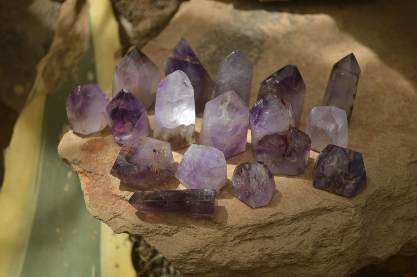 Polished Smokey Window Amethyst Quartz Crystals x 24 From Akansobe, Madagascar - Toprock Gemstones and Minerals 