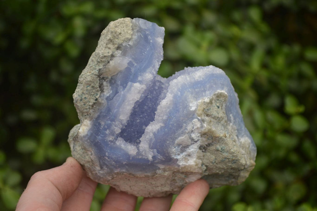 Natural Blue Lace Agate Geode Specimens x 3 From Malawi - Toprock Gemstones and Minerals 