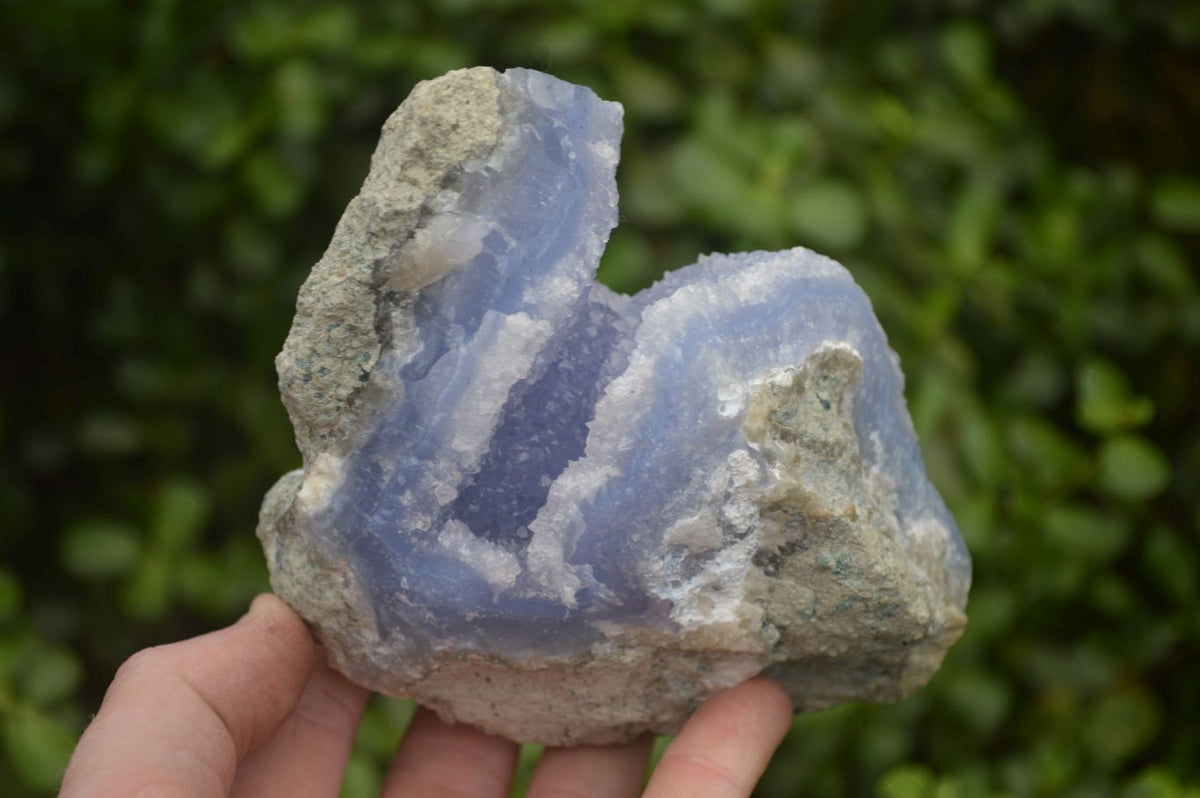 Natural Blue Lace Agate Geode Specimens x 3 From Malawi - Toprock Gemstones and Minerals 