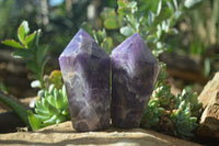 Polished Chevron Amethyst Crystals x 4 From Zambia - Toprock Gemstones and Minerals 