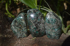 Polished Rare Emerald Mica In Matrix Standing Free Forms x 3 From Mutoko, Zimbabwe - Toprock Gemstones and Minerals 