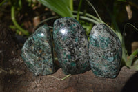 Polished Rare Emerald Mica In Matrix Standing Free Forms x 3 From Mutoko, Zimbabwe - Toprock Gemstones and Minerals 
