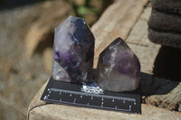 Polished Smokey Amethyst Window Quartz Crystals x 12 From Akansobe, Madagascar - Toprock Gemstones and Minerals 