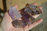 Polished Smokey Amethyst Window Quartz Crystals x 12 From Akansobe, Madagascar - Toprock Gemstones and Minerals 