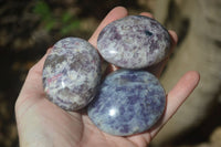Polished Lepidolite with Pink Rubellite Palm Stones x 26 From Ambatondrazaka, Madagascar - Toprock Gemstones and Minerals 