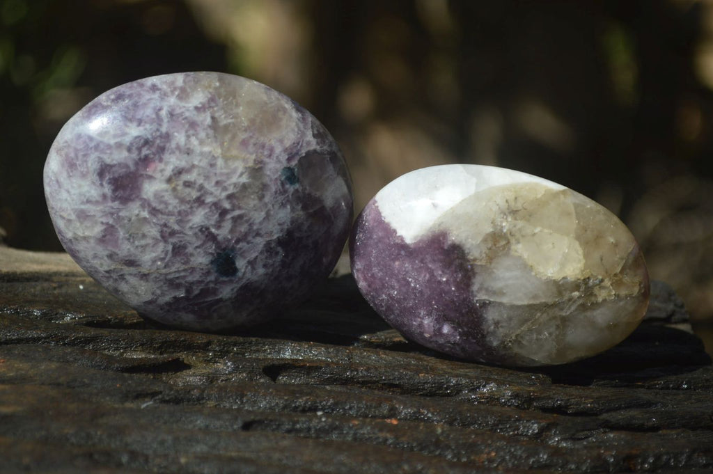 Polished Lepidolite with Pink Rubellite Palm Stones x 26 From Ambatondrazaka, Madagascar - Toprock Gemstones and Minerals 