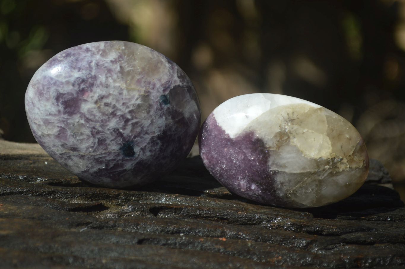 Polished Lepidolite with Pink Rubellite Palm Stones x 26 From Ambatondrazaka, Madagascar - Toprock Gemstones and Minerals 