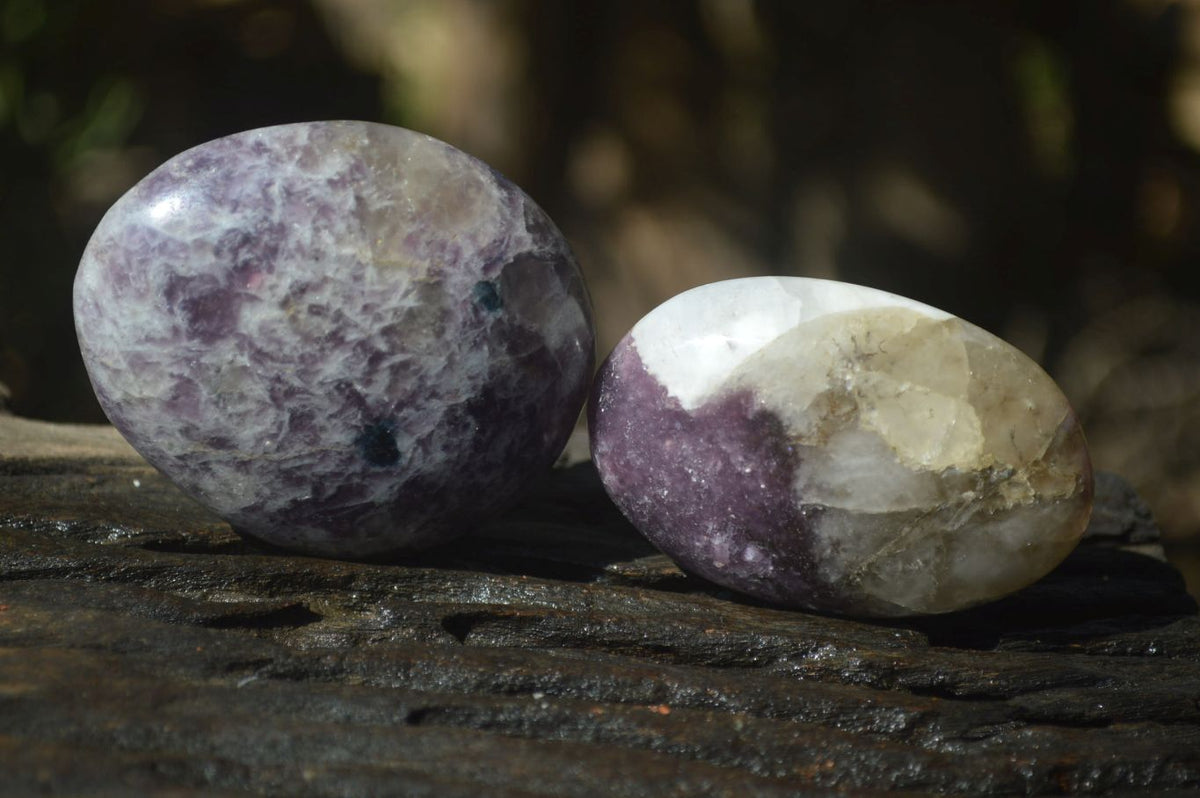 Polished Lepidolite with Pink Rubellite Palm Stones x 26 From Ambatondrazaka, Madagascar - Toprock Gemstones and Minerals 
