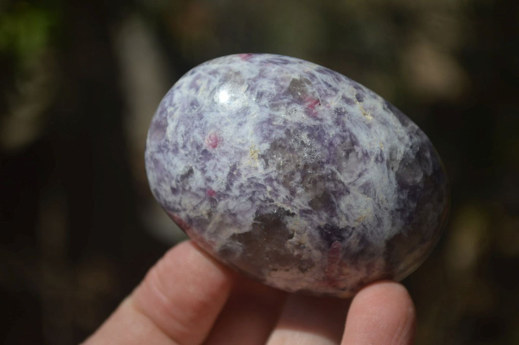 Polished Lepidolite with Pink Rubellite Palm Stones x 26 From Ambatondrazaka, Madagascar - Toprock Gemstones and Minerals 
