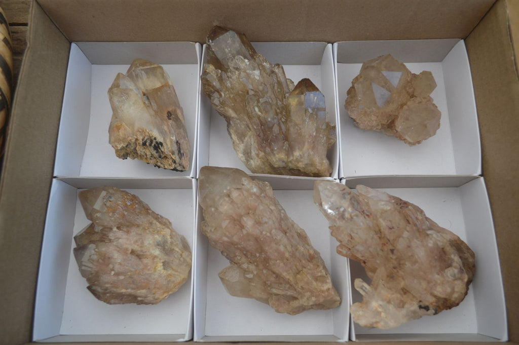 Natural Smokey Quartz Clusters x 6 From Luena, Congo - Toprock Gemstones and Minerals 