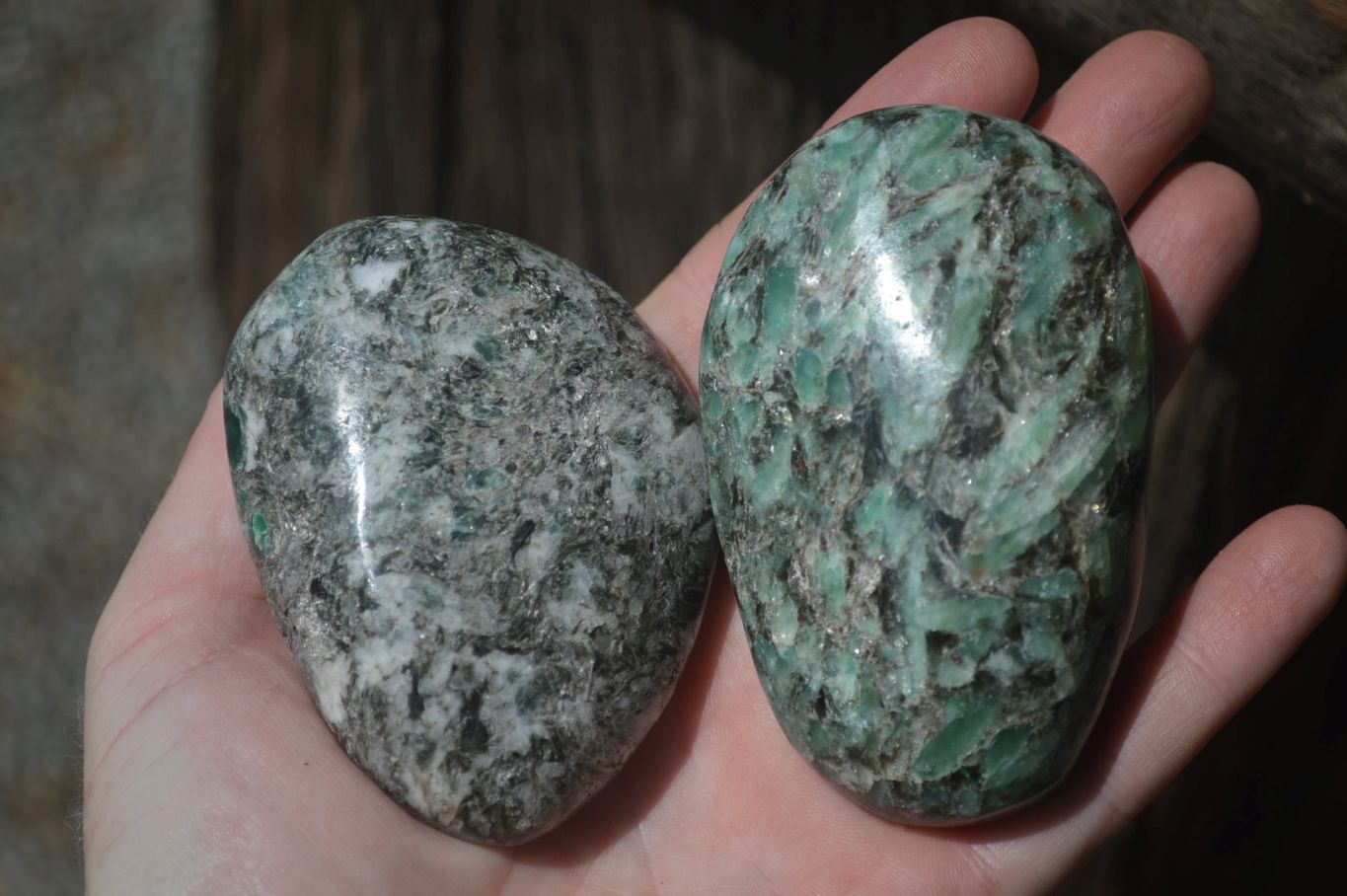 Polished Rare Emerald Mica In Matrix Free Forms x 6 From Mutoko, Zimbabwe - Toprock Gemstones and Minerals 