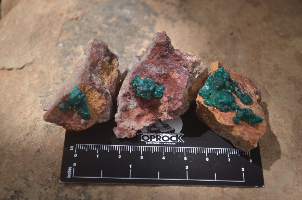 Natural Dioptase On Dolomite Specimens x 6 From Likasi, Congo - Toprock Gemstones and Minerals 