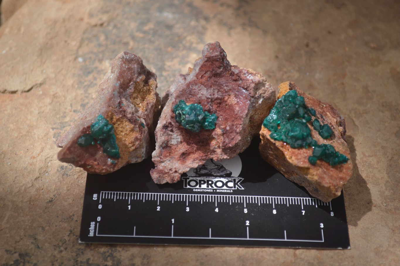 Natural Dioptase On Dolomite Specimens x 6 From Likasi, Congo - Toprock Gemstones and Minerals 