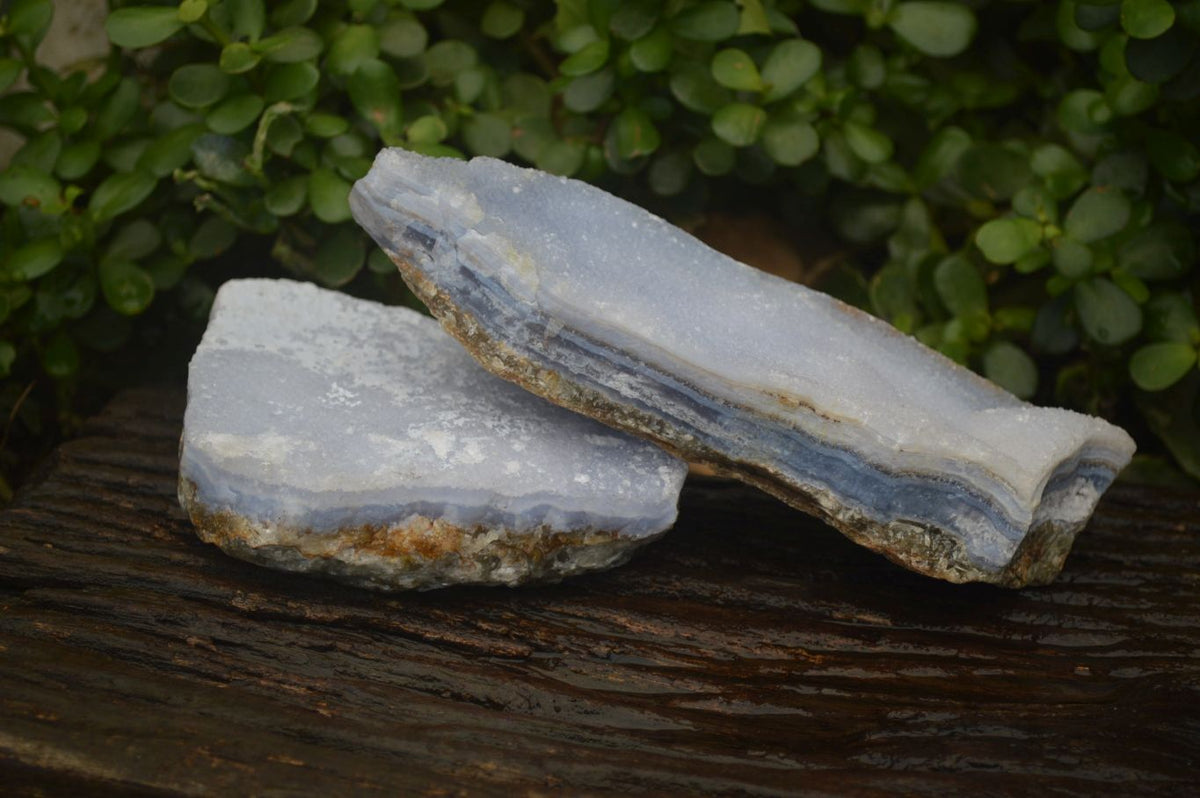 Natural Crystalline Blue Lace Agate Plates x 2 From Namibia - Toprock Gemstones and Minerals 