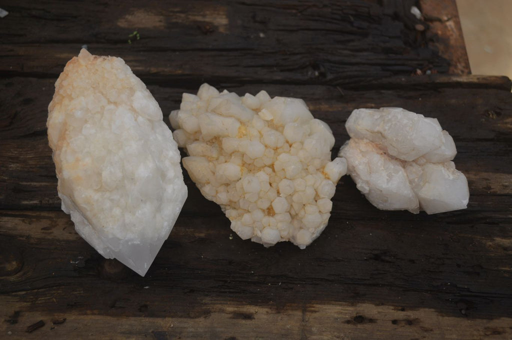 Natural Pineapple Candle Quartz Crystal Specimens x 3 Antsirabe, Madagascar - Toprock Gemstones and Minerals 