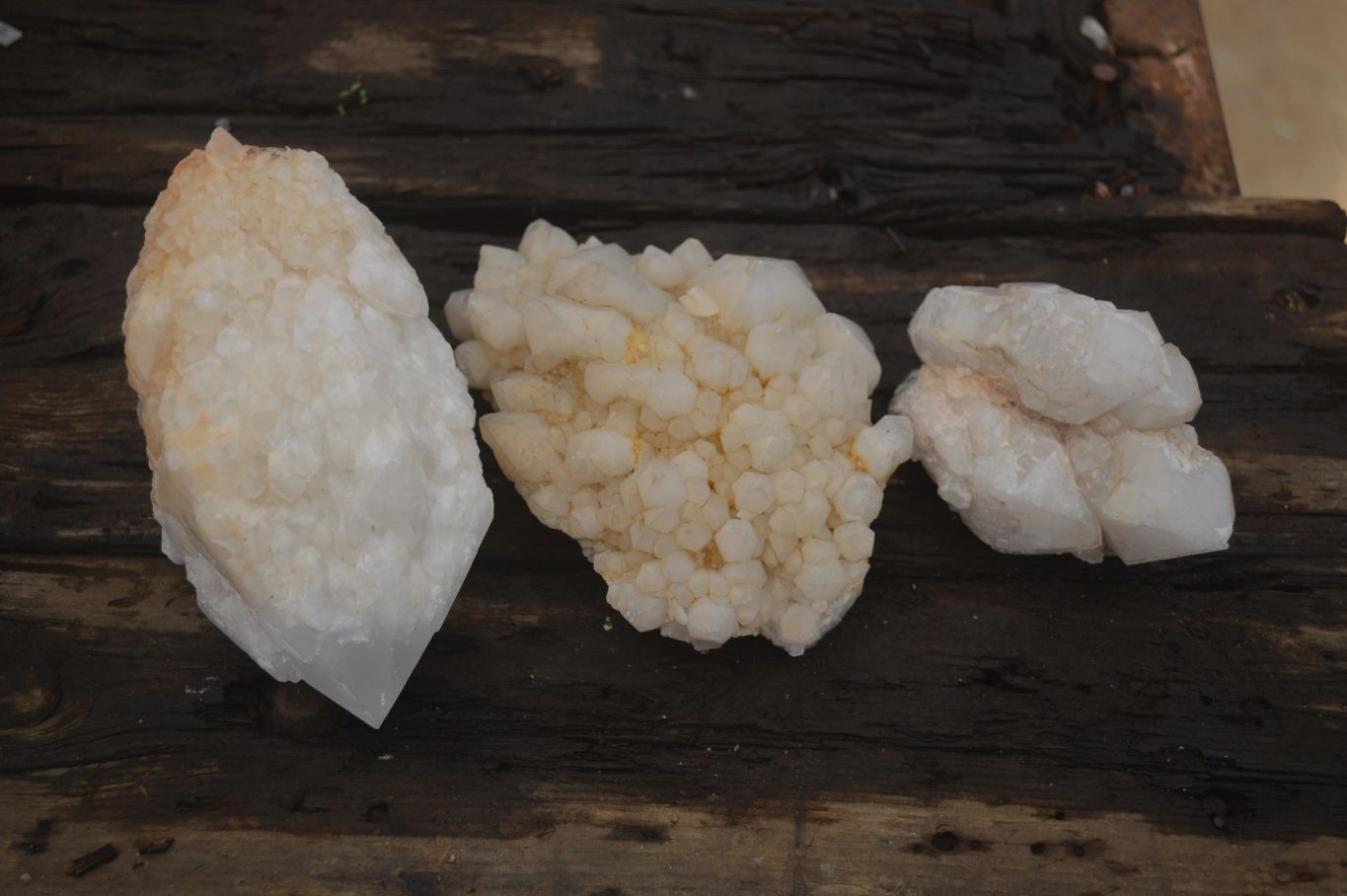 Natural Pineapple Candle Quartz Crystal Specimens x 3 Antsirabe, Madagascar - Toprock Gemstones and Minerals 