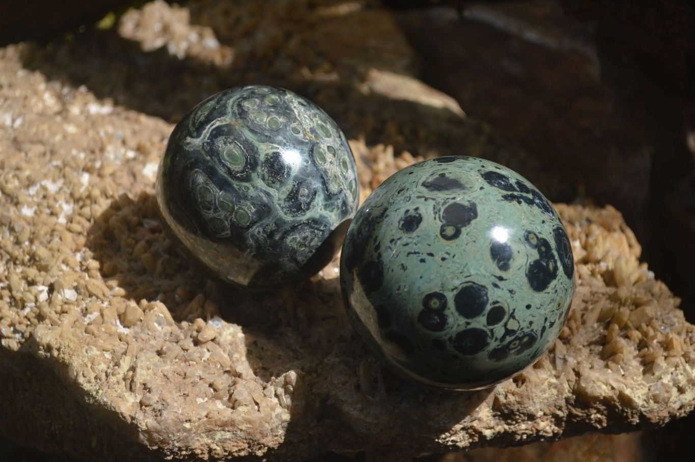 Polished Stromatolite Jasper Spheres x 3 From Katsepy, Madagascar - Toprock Gemstones and Minerals 