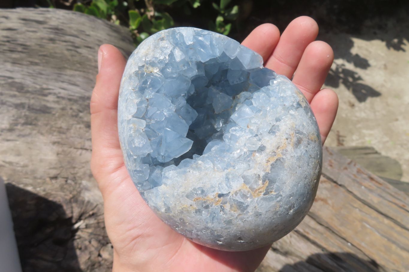 Polished Blue Celestite Egg Geodes x 2 From Madagascar - Toprock Gemstones and Minerals 