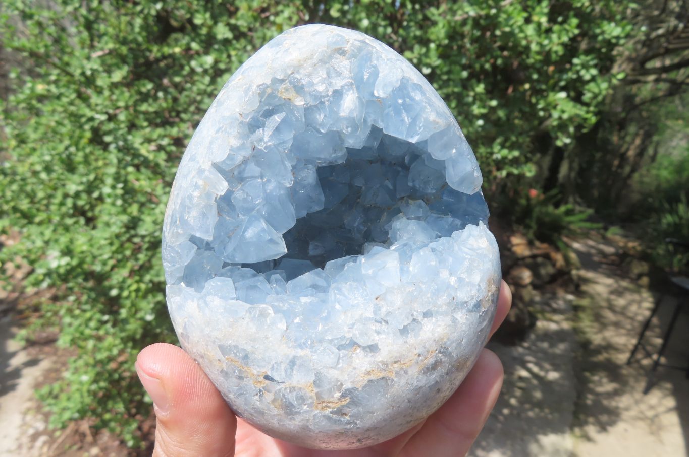Polished Blue Celestite Egg Geodes x 2 From Madagascar - Toprock Gemstones and Minerals 
