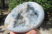 Polished Blue Celestite Egg Geodes x 2 From Madagascar - Toprock Gemstones and Minerals 