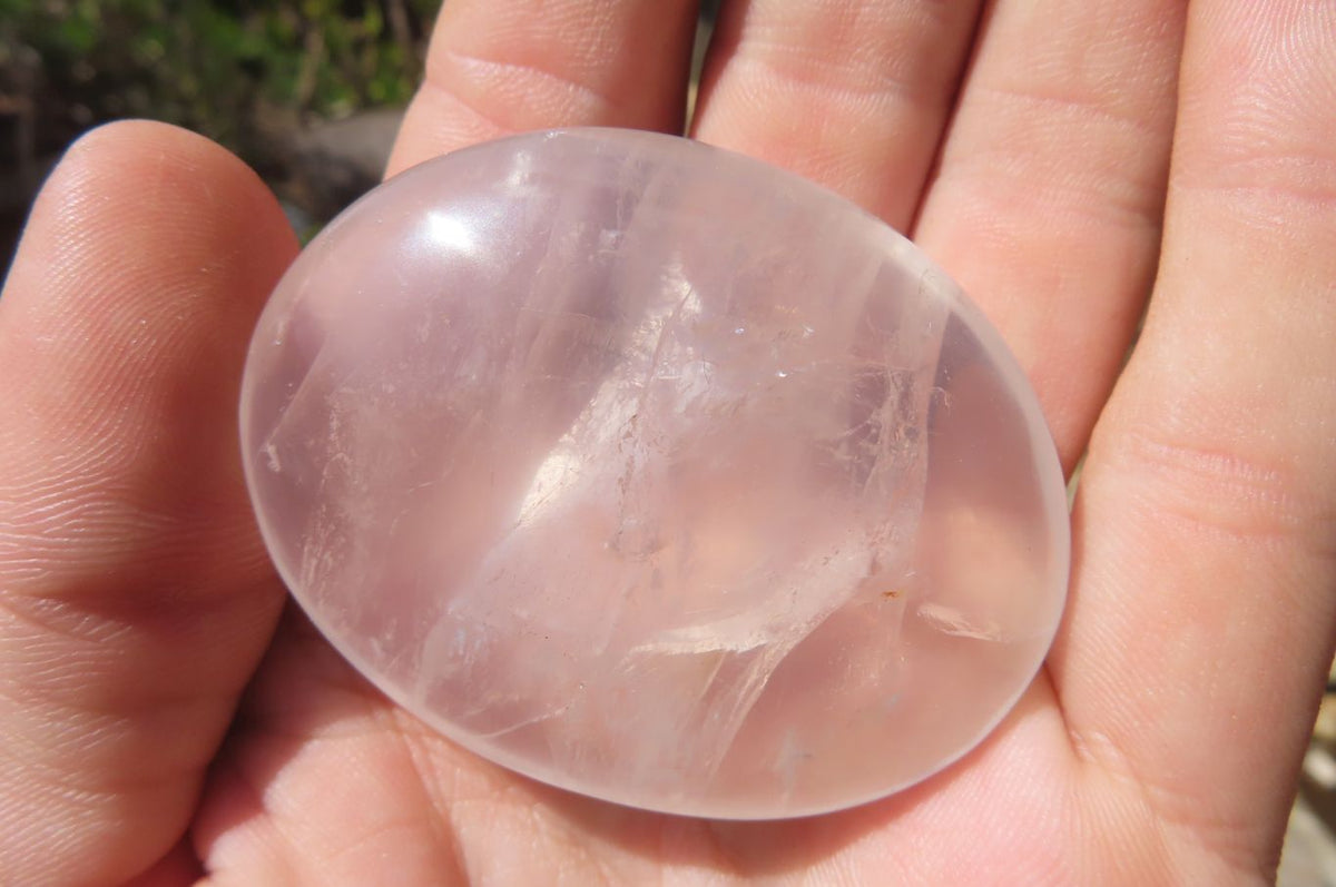 Polished Girasol Pearl Quartz Palm Stones x 24 From Ambatondrazaka, Madagascar - Toprock Gemstones and Minerals 