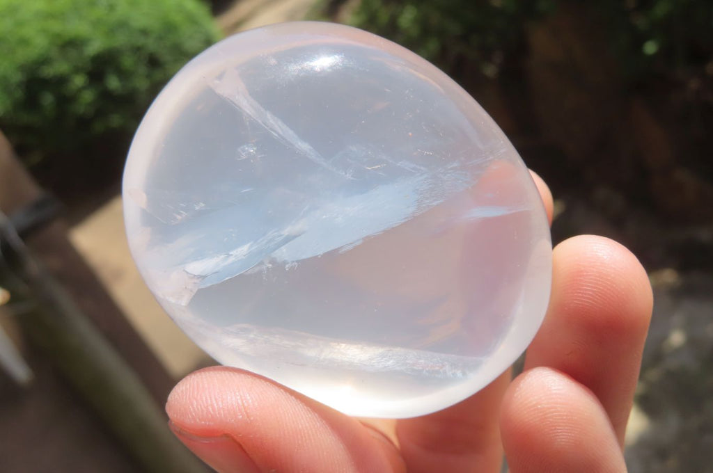 Polished Girasol Pearl Quartz Palm Stones x 24 From Ambatondrazaka, Madagascar - Toprock Gemstones and Minerals 