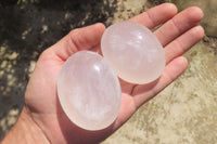 Polished Girasol Pearl Quartz Palm Stones x 24 From Ambatondrazaka, Madagascar - Toprock Gemstones and Minerals 