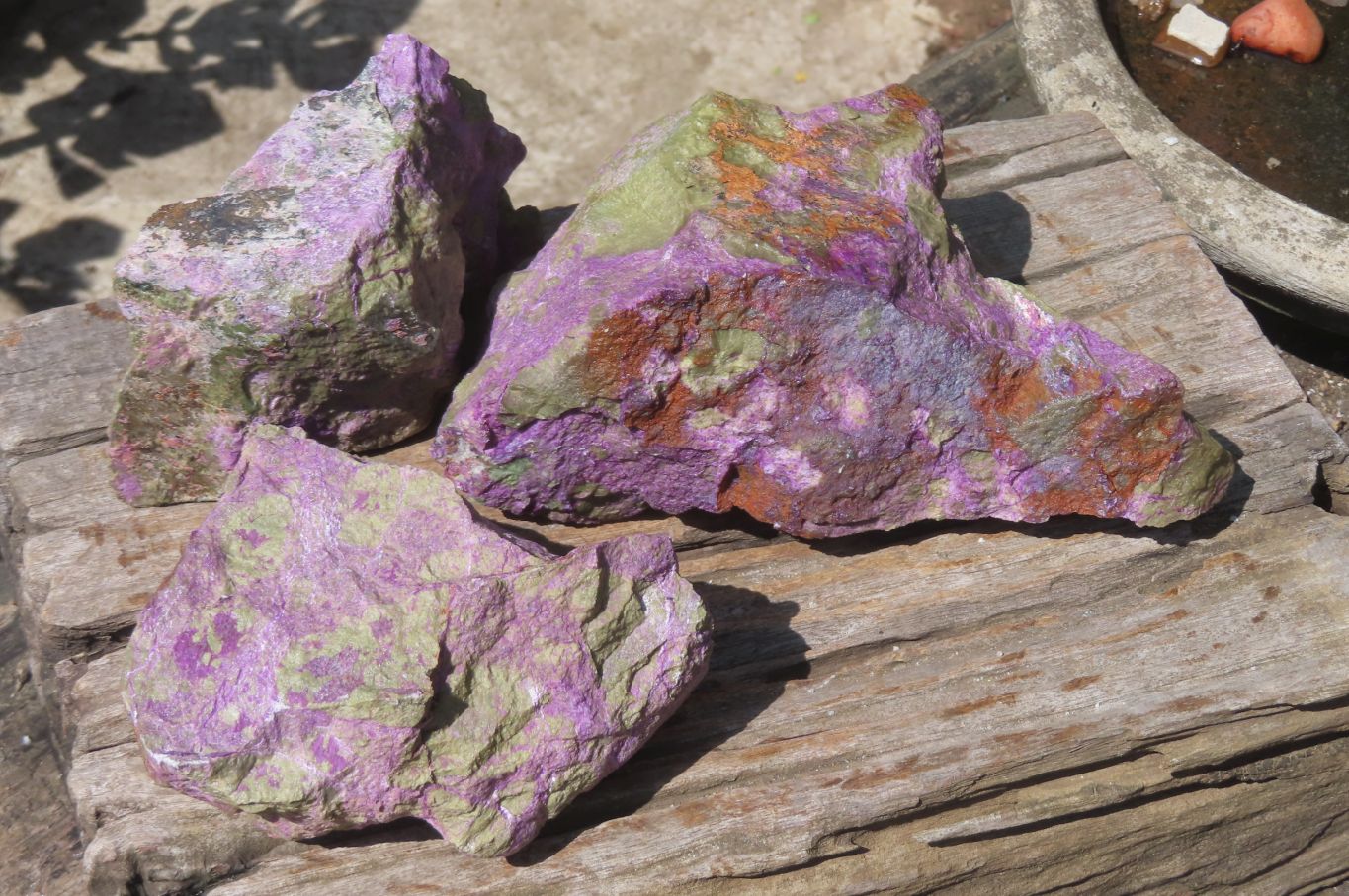 Natural Stichtite Cobbed Specimens x 3 From Barberton, South Africa - Toprock Gemstones and Minerals 