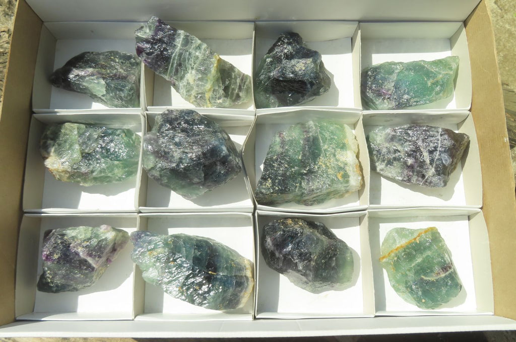 Natural Watermelon Fluorite Cobbed Specimens x 12 From Uis, Namibia - Toprock Gemstones and Minerals 