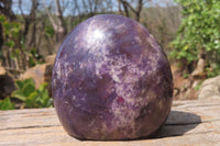 Polished Lepidolite with Pink Rubellite Standing Free Forms x 3 From Madagascar - Toprock Gemstones and Minerals 