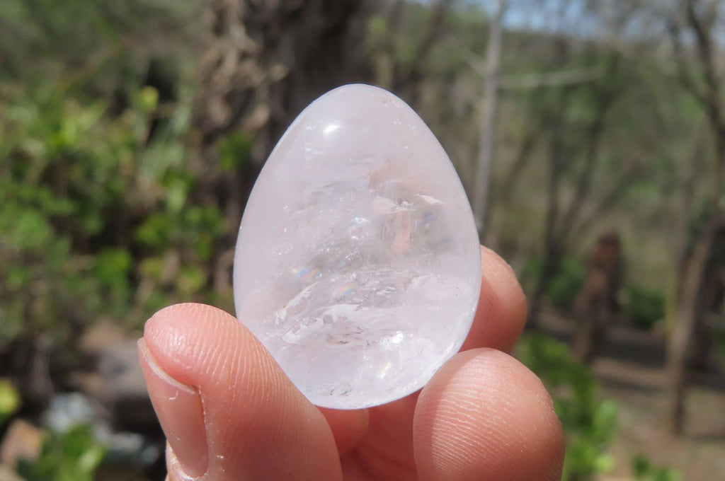 Polished Clear Rock Crystal Gemstone Eggs x 20 From Madagascar - Toprock Gemstones and Minerals 