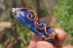 Polished Copper Wire Wrapped Sodalite Pendants x 12 From South Africa - Toprock Gemstones and Minerals 