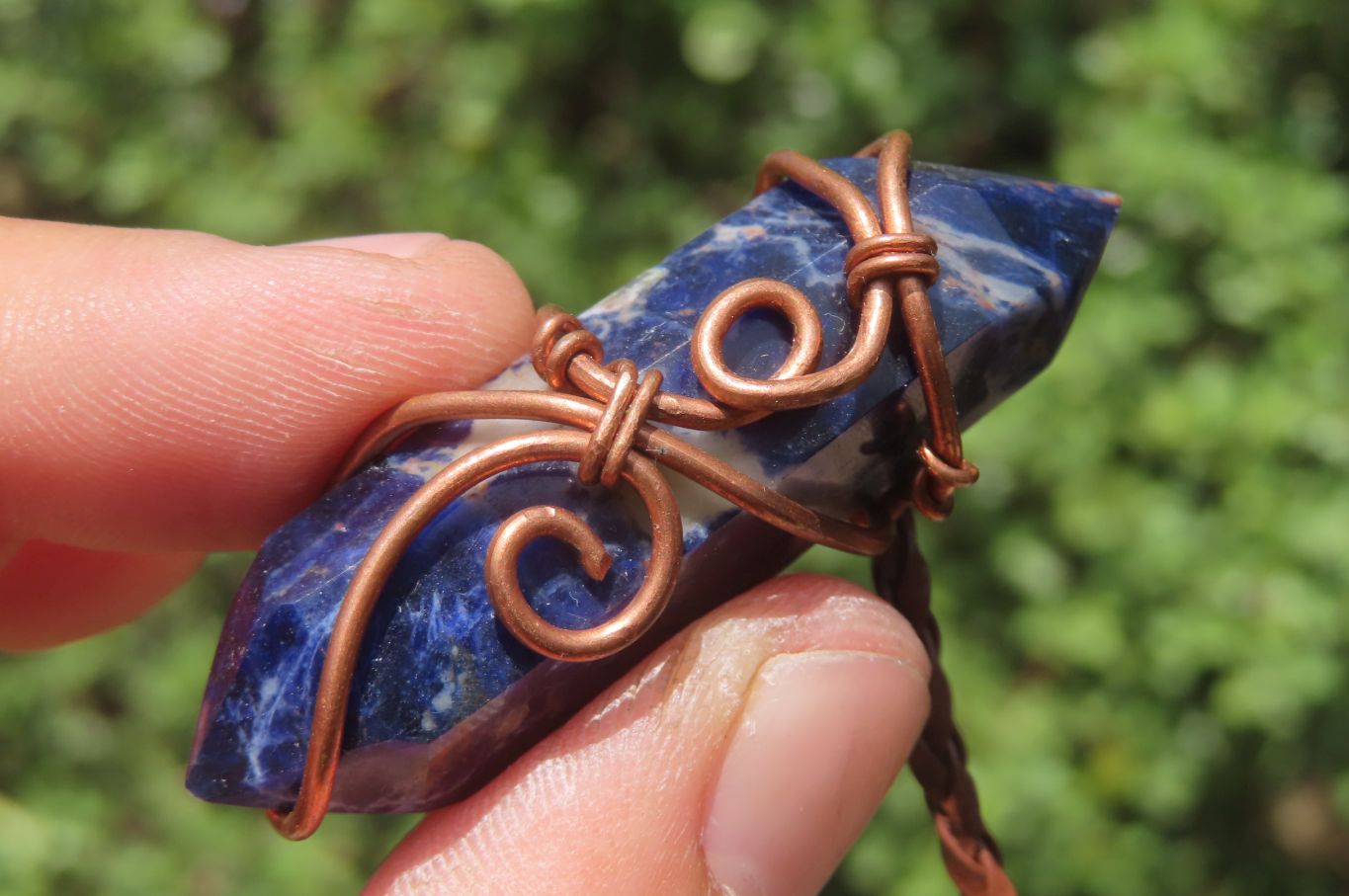 Polished Copper Wire Wrapped Sodalite Pendants x 12 From South Africa - Toprock Gemstones and Minerals 