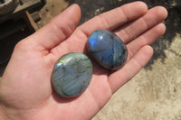 Polished Labradorite Palm Stones x 20 From Tulear, Madagascar - Toprock Gemstones and Minerals 