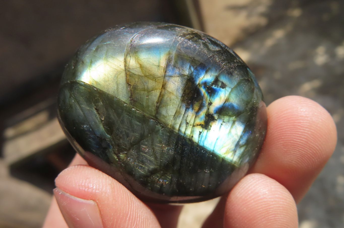 Polished Labradorite Palm Stones x 20 From Tulear, Madagascar - Toprock Gemstones and Minerals 