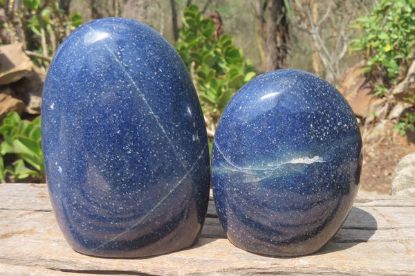 Polished Lazulite Standing Free Forms x 2 From Madagascar - Toprock Gemstones and Minerals 