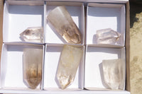Polished Smokey Phantom Quartz Crystals x 6 From Madagascar - Toprock Gemstones and Minerals 