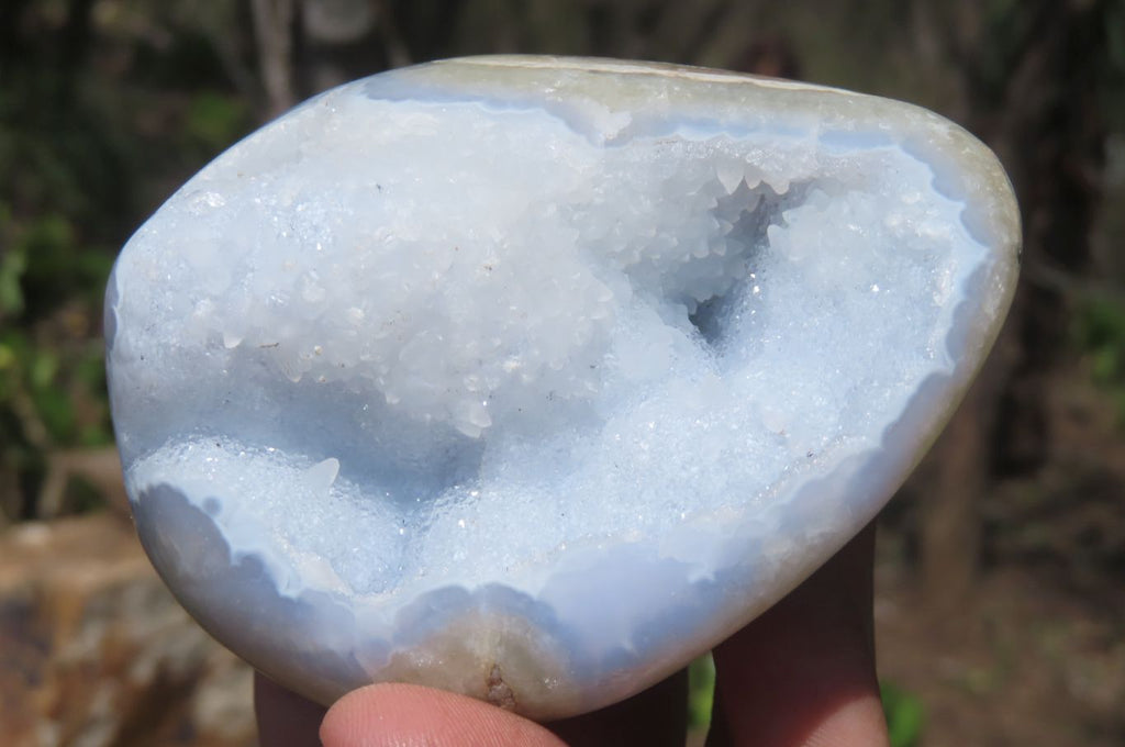 Polished Blue Lace Agate Geodes x 3 From Nsanje, Malawi - Toprock Gemstones and Minerals 