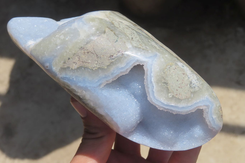 Polished Blue Lace Agate Geodes x 3 From Nsanje, Malawi - Toprock Gemstones and Minerals 