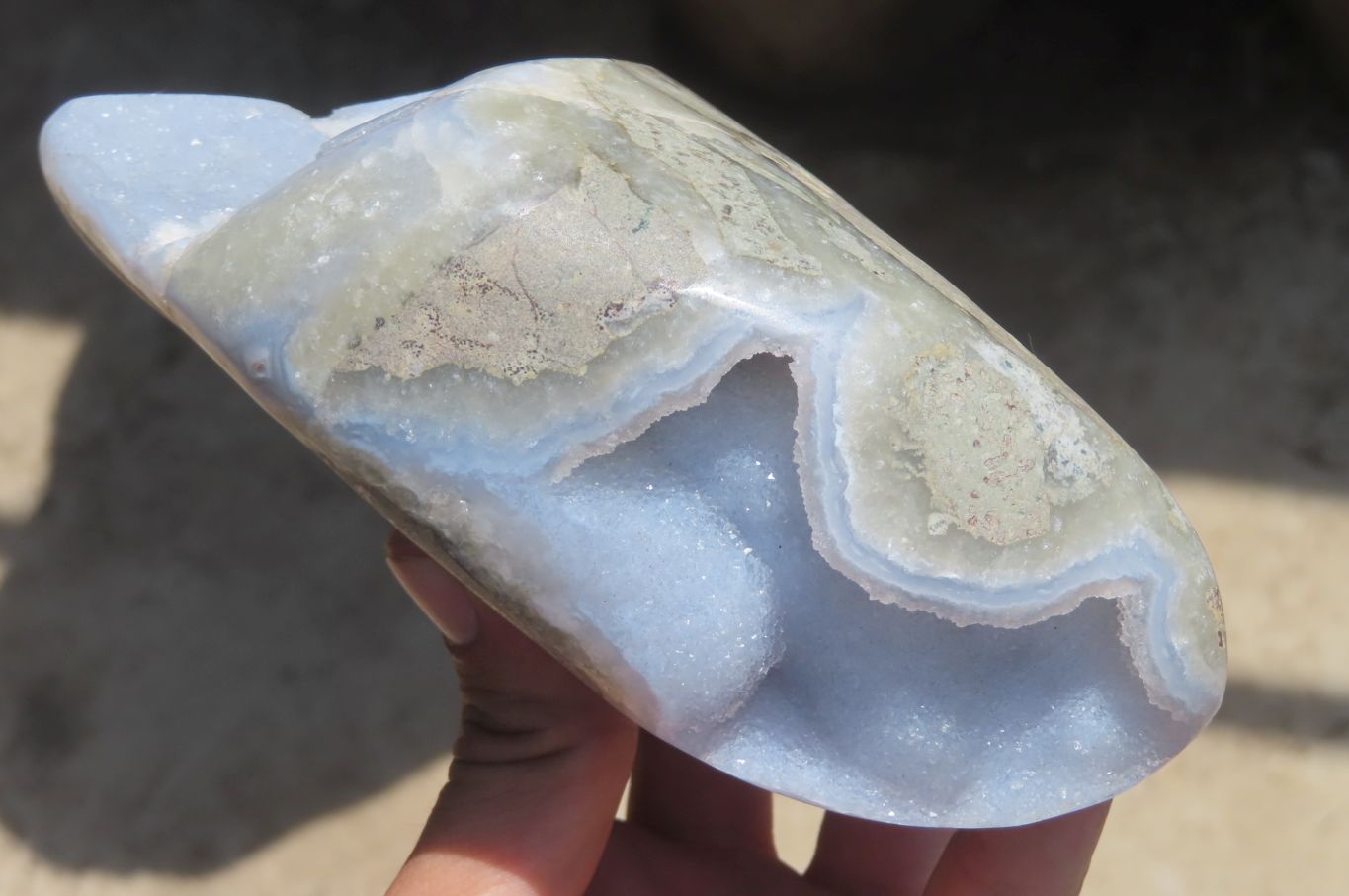 Polished Blue Lace Agate Geodes x 3 From Nsanje, Malawi - Toprock Gemstones and Minerals 