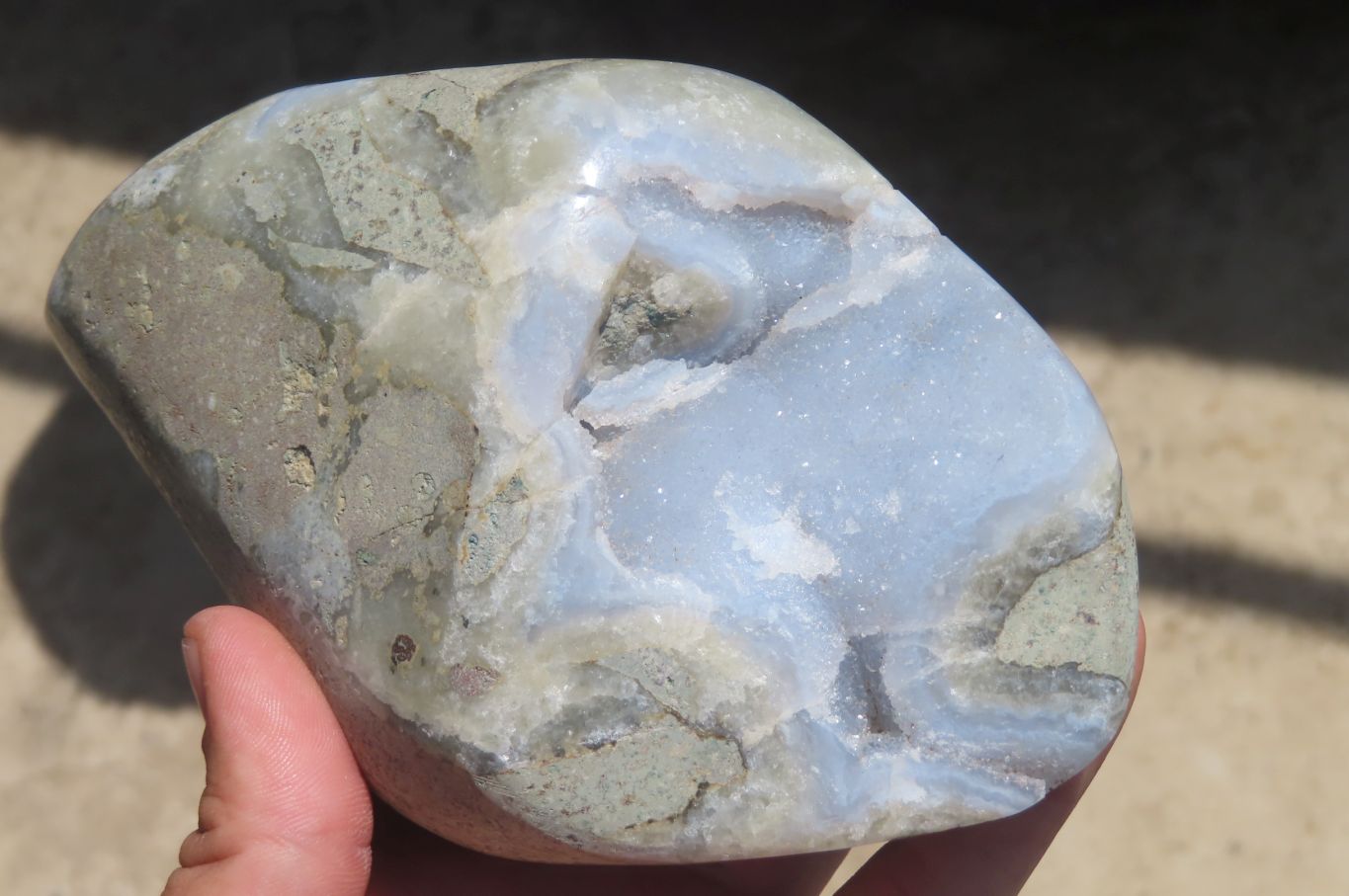 Polished Blue Lace Agate Geodes x 3 From Nsanje, Malawi - Toprock Gemstones and Minerals 